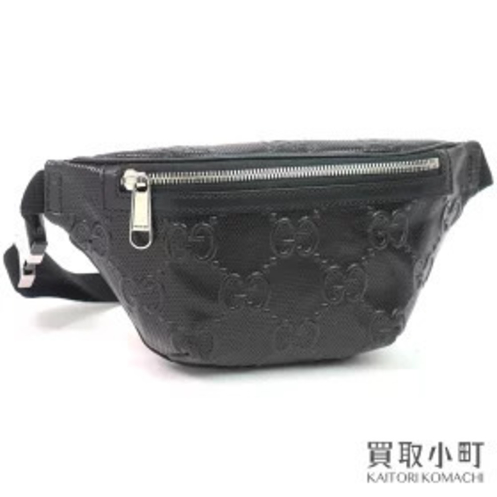 Gucci GG Embossed Belt Bag Black Calfskin Crossbody Shoulder